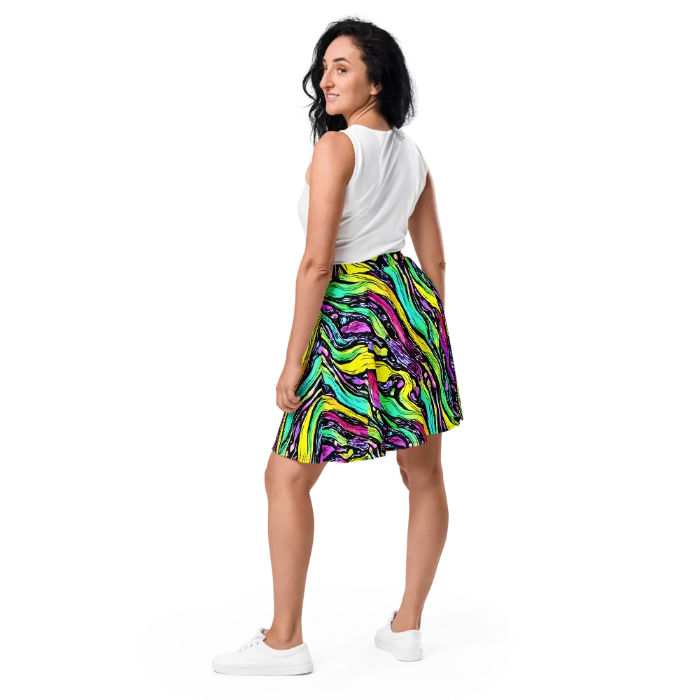 Neon Wildwater on Skater Skirt — Back