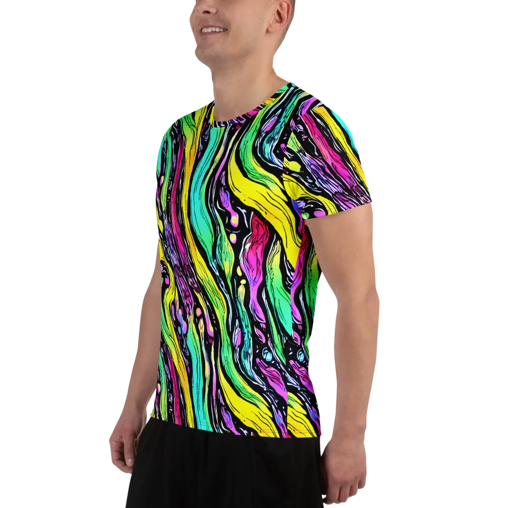 Neon Wildwater on Men's Athletic T-Shirt — Left