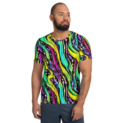 Neon Wildwater on a Men's Athletic T-Shirt