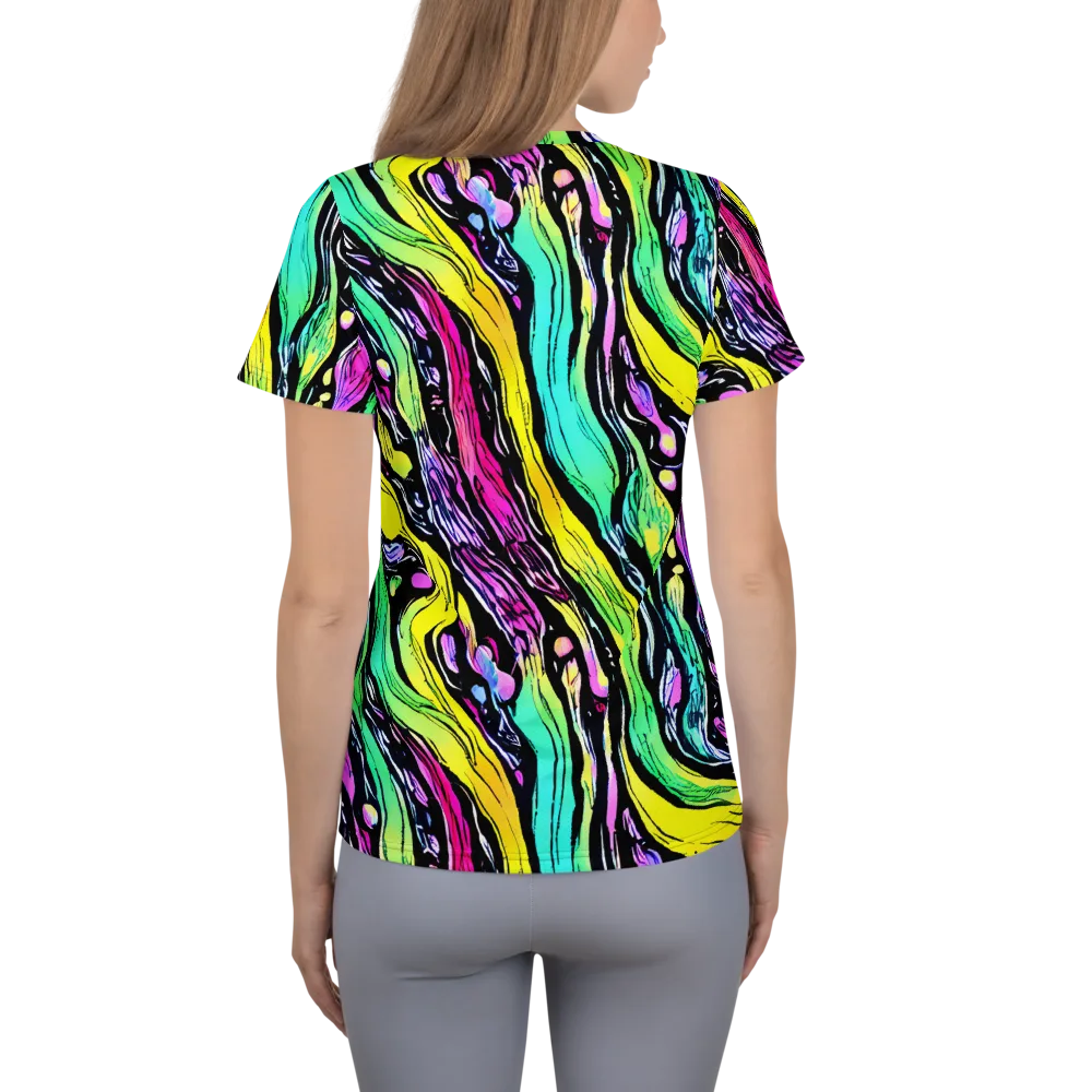Neon Wildwater on Women's Athletic T-Shirt — Back