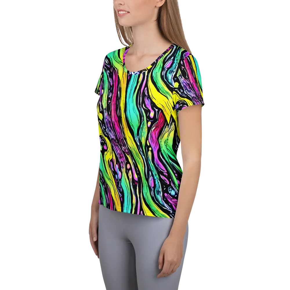 Neon Wildwater on Women's Athletic T-Shirt — Left