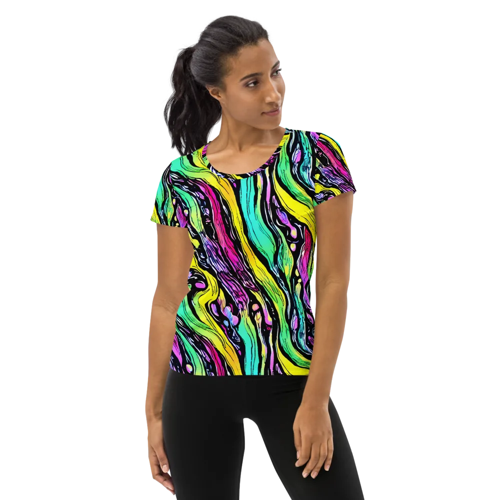 Neon Wildwater on Women's Athletic T-Shirt — Front