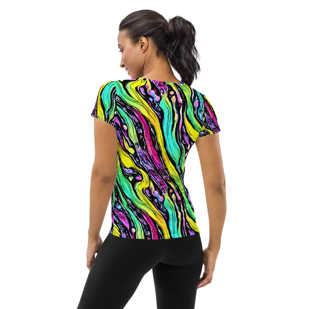 Neon Wildwater on Women's Athletic T-Shirt — Back
