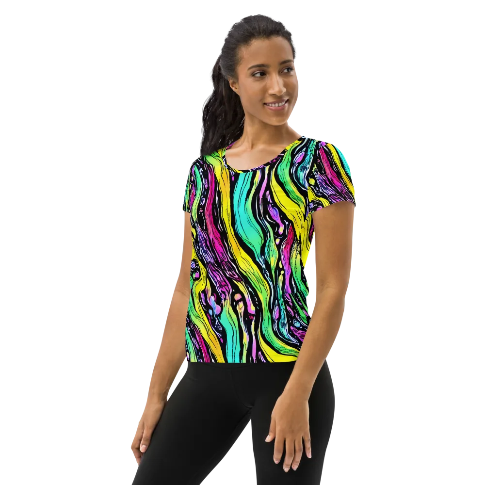 Neon Wildwater on Women's Athletic T-Shirt — Left
