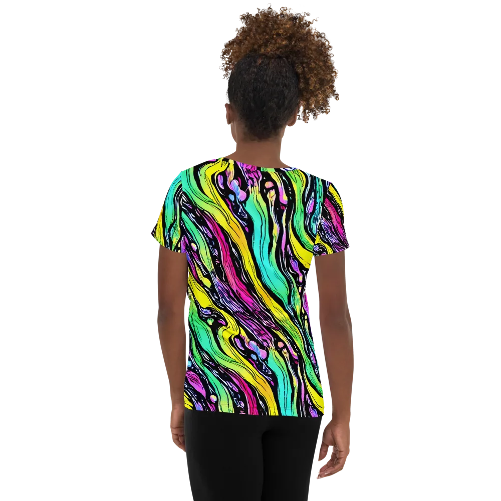 Neon Wildwater on Women's Athletic T-Shirt — Back