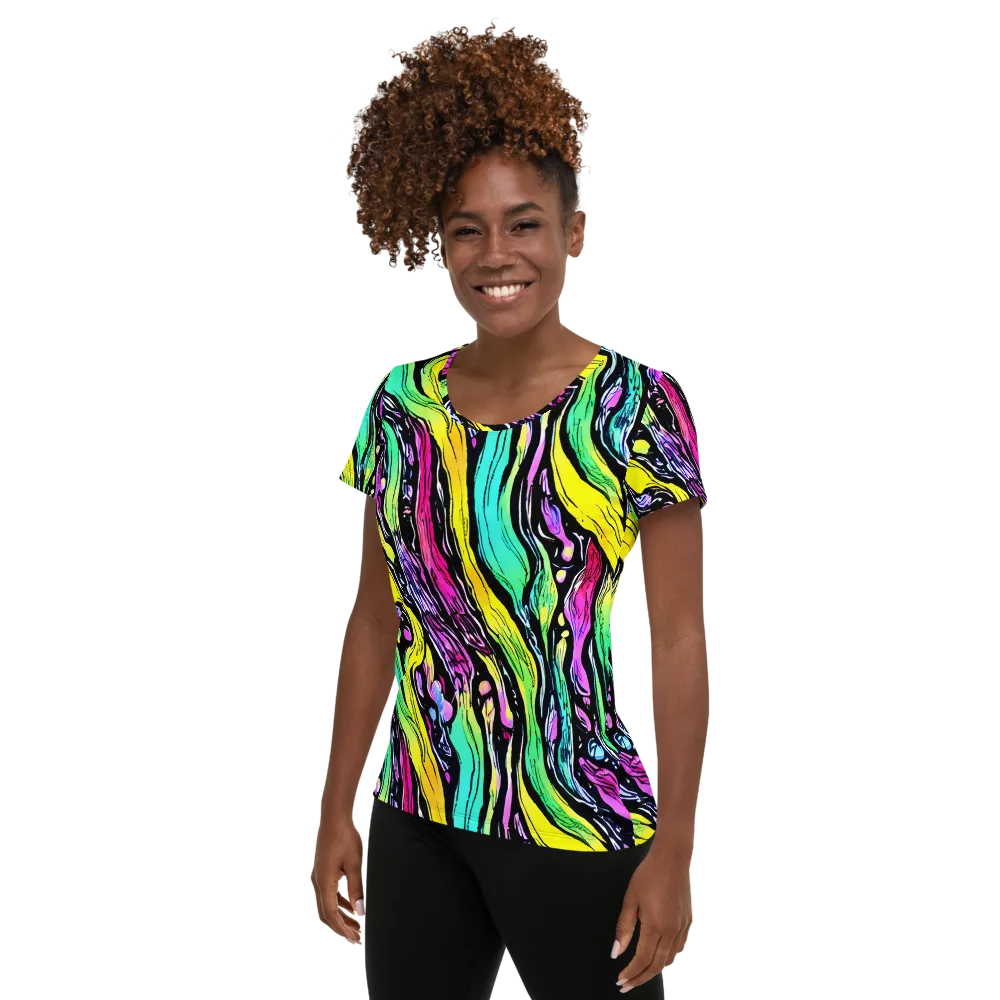 Neon Wildwater on Women's Athletic T-Shirt — Left