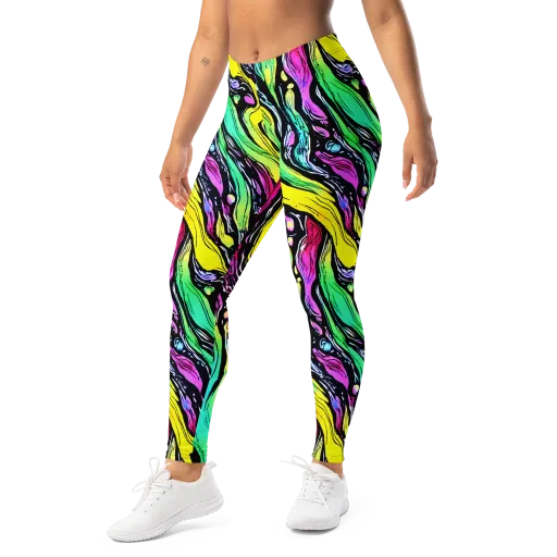 Neon Wildwater on a Leggings