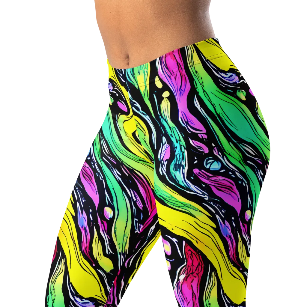 Neon Wildwater on Leggings — Left Front