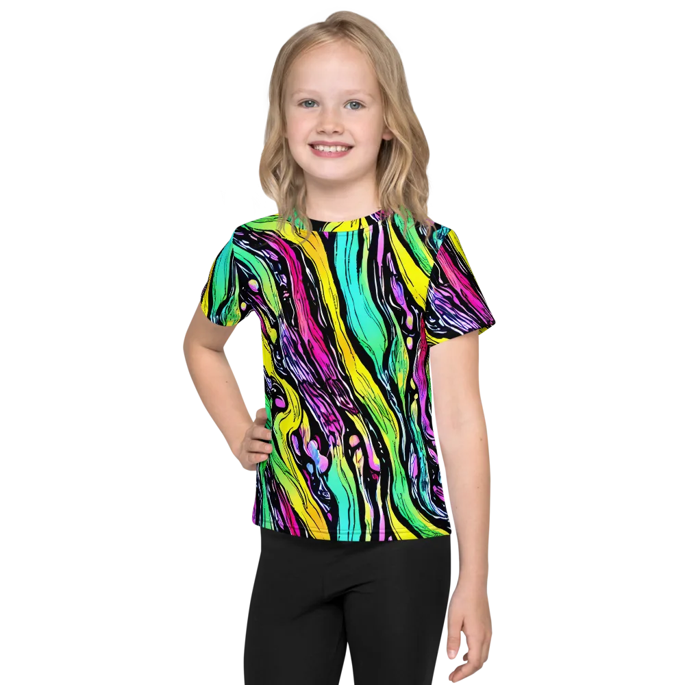 Neon Wildwater on Kids Crew Neck T-Shirt — Front