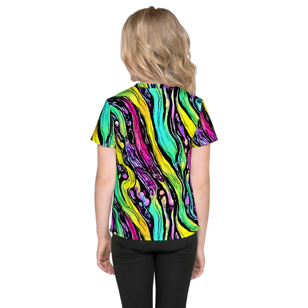 Neon Wildwater on Kids Crew Neck T-Shirt — Back