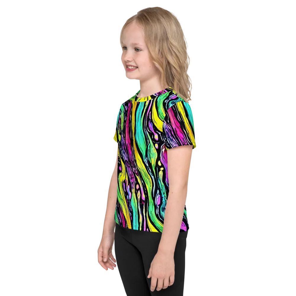 Neon Wildwater on Kids Crew Neck T-Shirt — Left