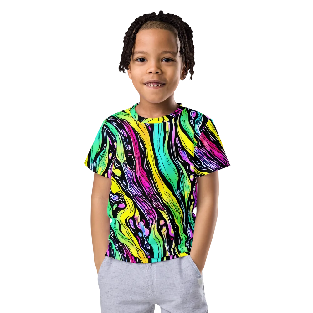 Neon Wildwater on Kids Crew Neck T-Shirt — Front