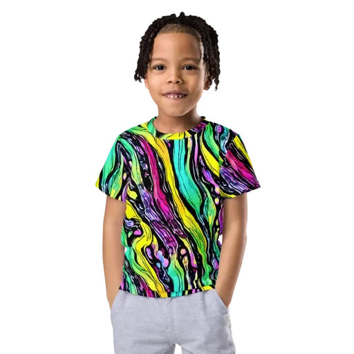 Neon Wildwater on a Kids Crew Neck T-Shirt