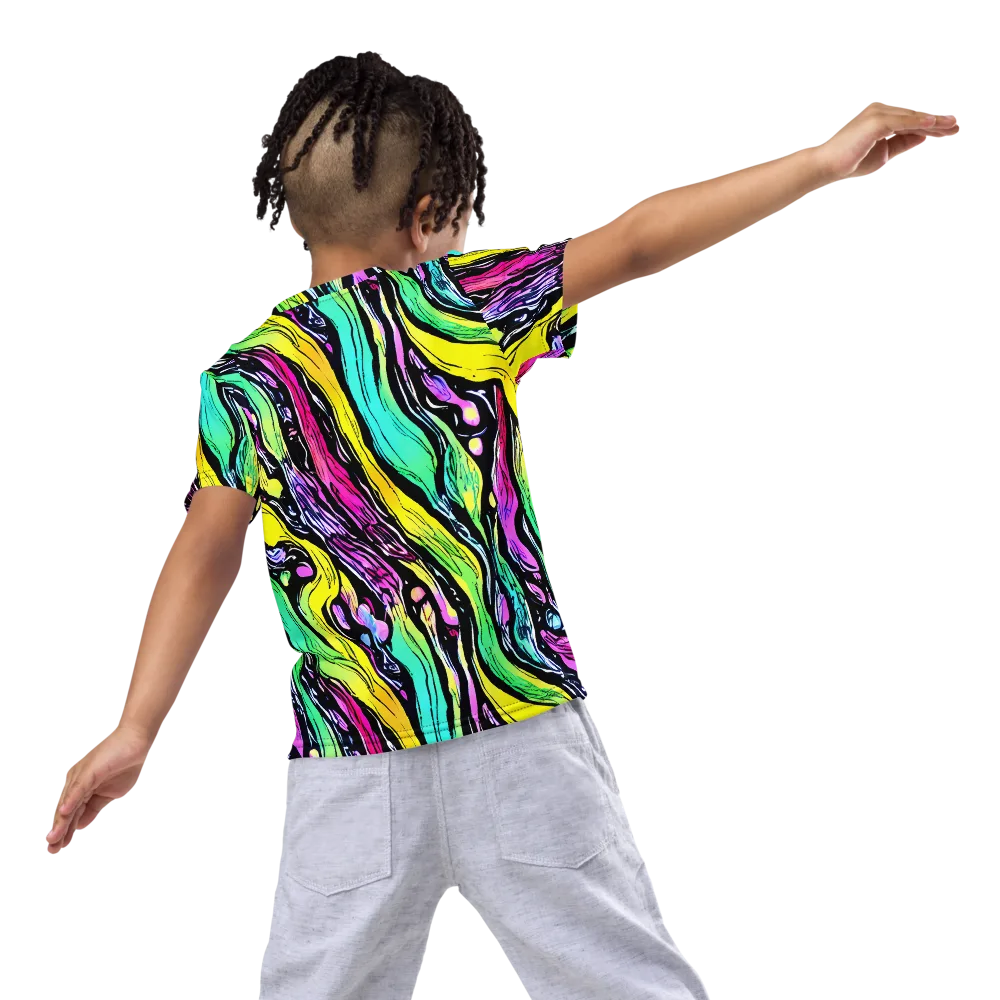 Neon Wildwater on Kids Crew Neck T-Shirt — Back