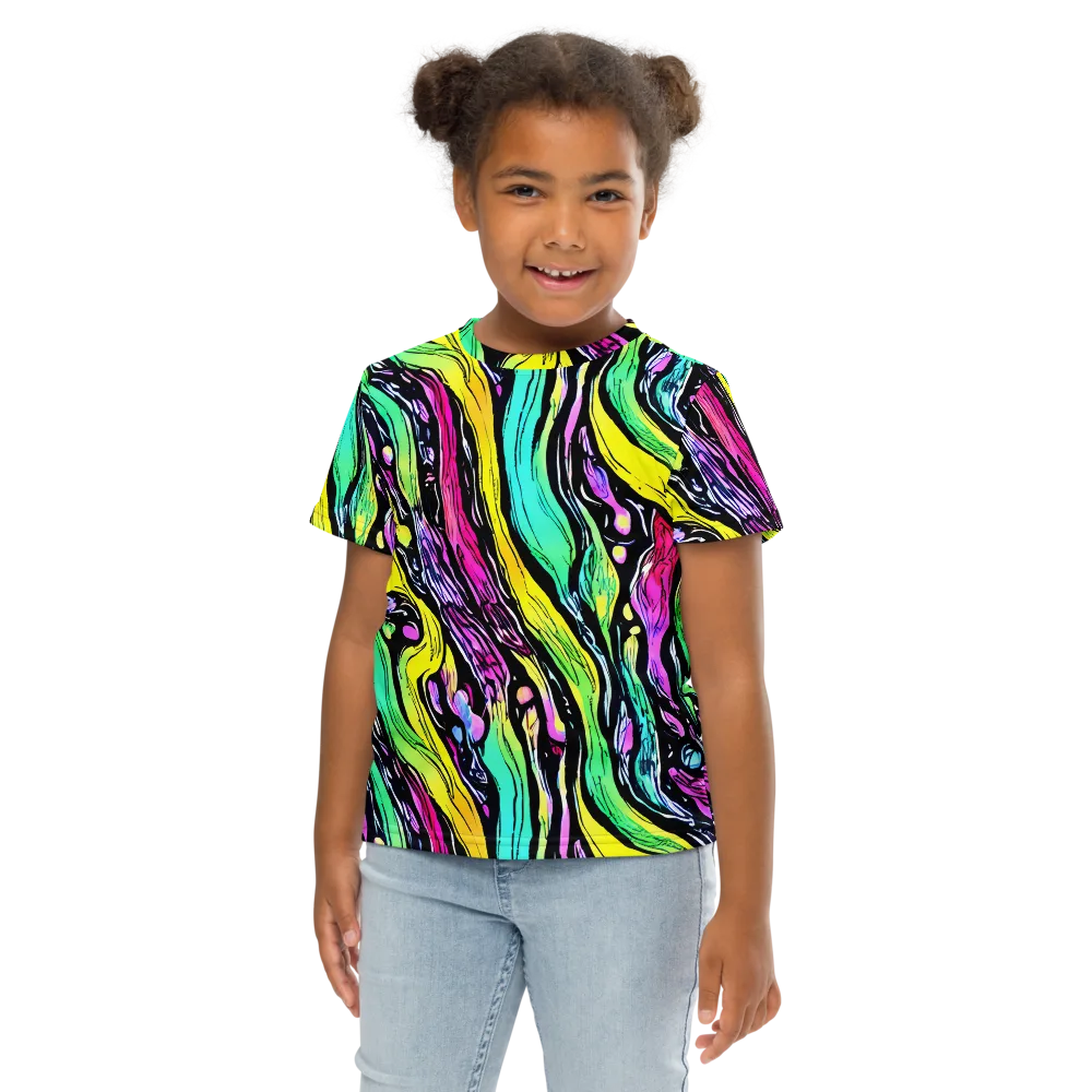 Neon Wildwater on Kids Crew Neck T-Shirt — Front