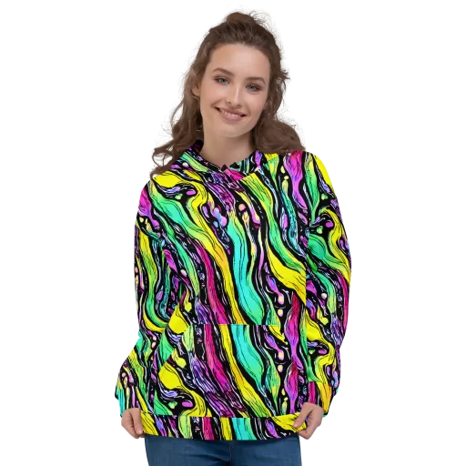 Neon Wildwater on a Hoodie