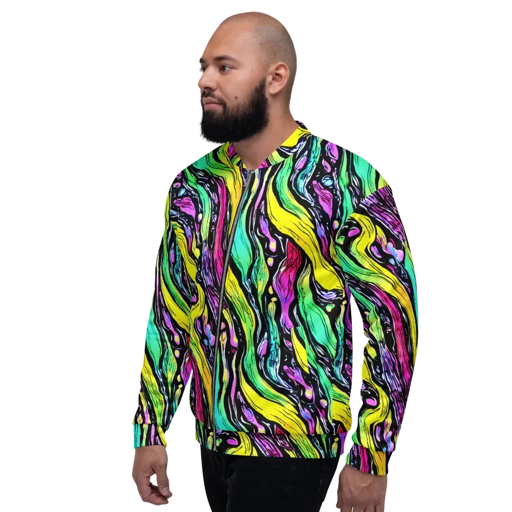 Neon Wildwater on Bomber Jacket — Left