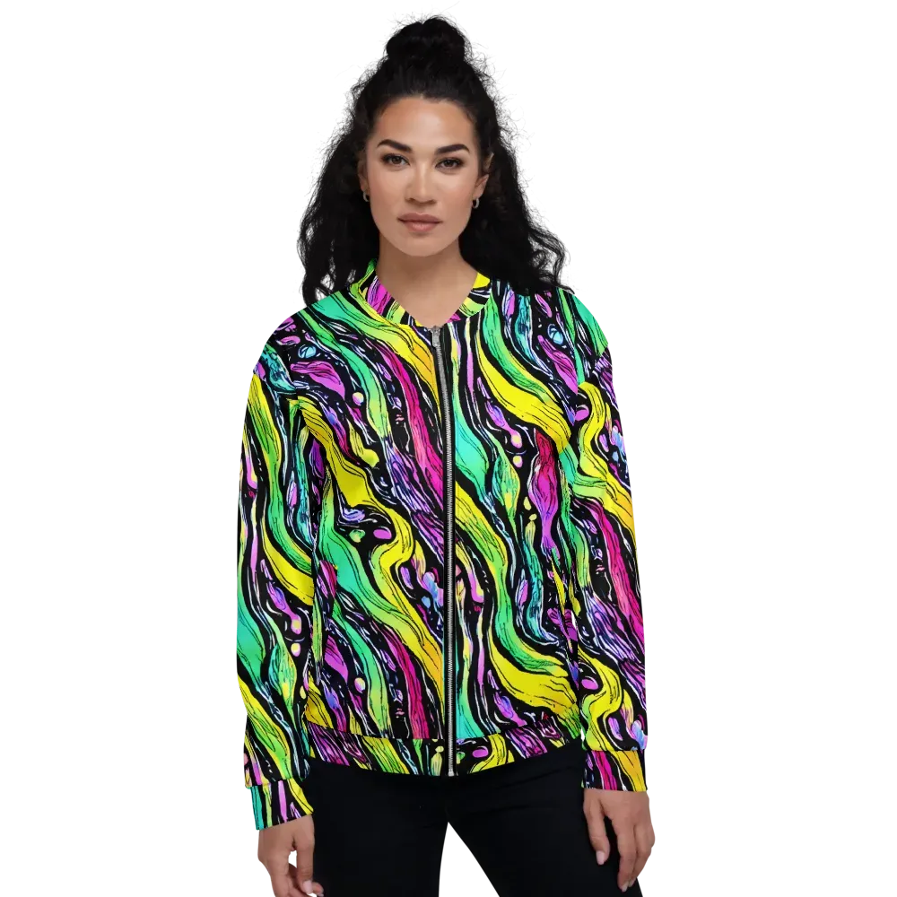 Neon Wildwater on Bomber Jacket — Front