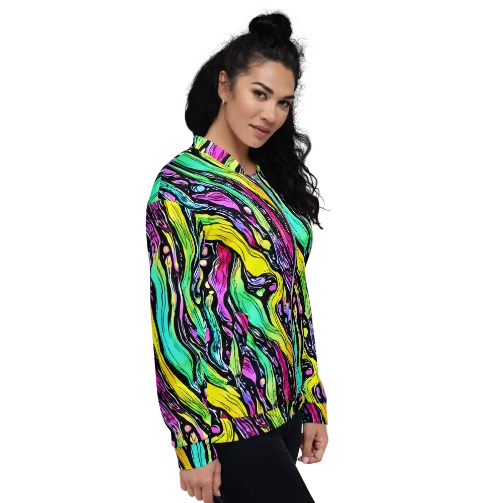 Neon Wildwater on Bomber Jacket — Right