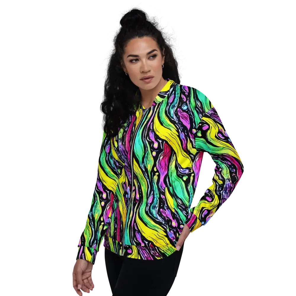 Neon Wildwater on Bomber Jacket — Left