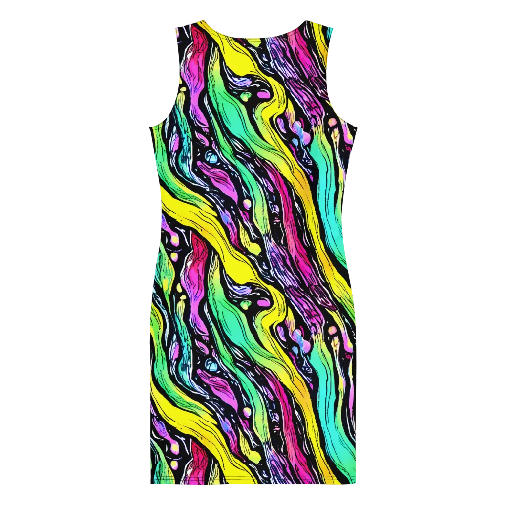 Neon Wildwater on Bodycon Dress — Back