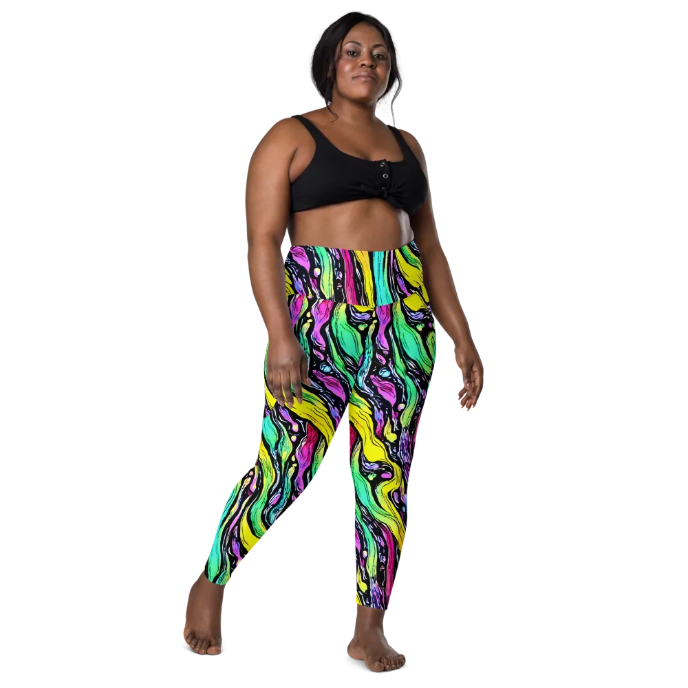 Neon Wildwater on Leggings with Pockets — Front