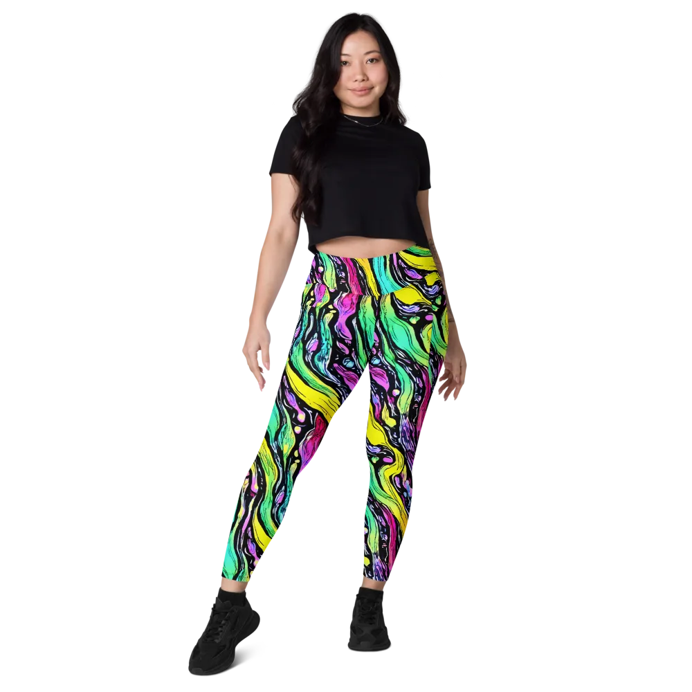 Neon Wildwater on Leggings with Pockets — Front