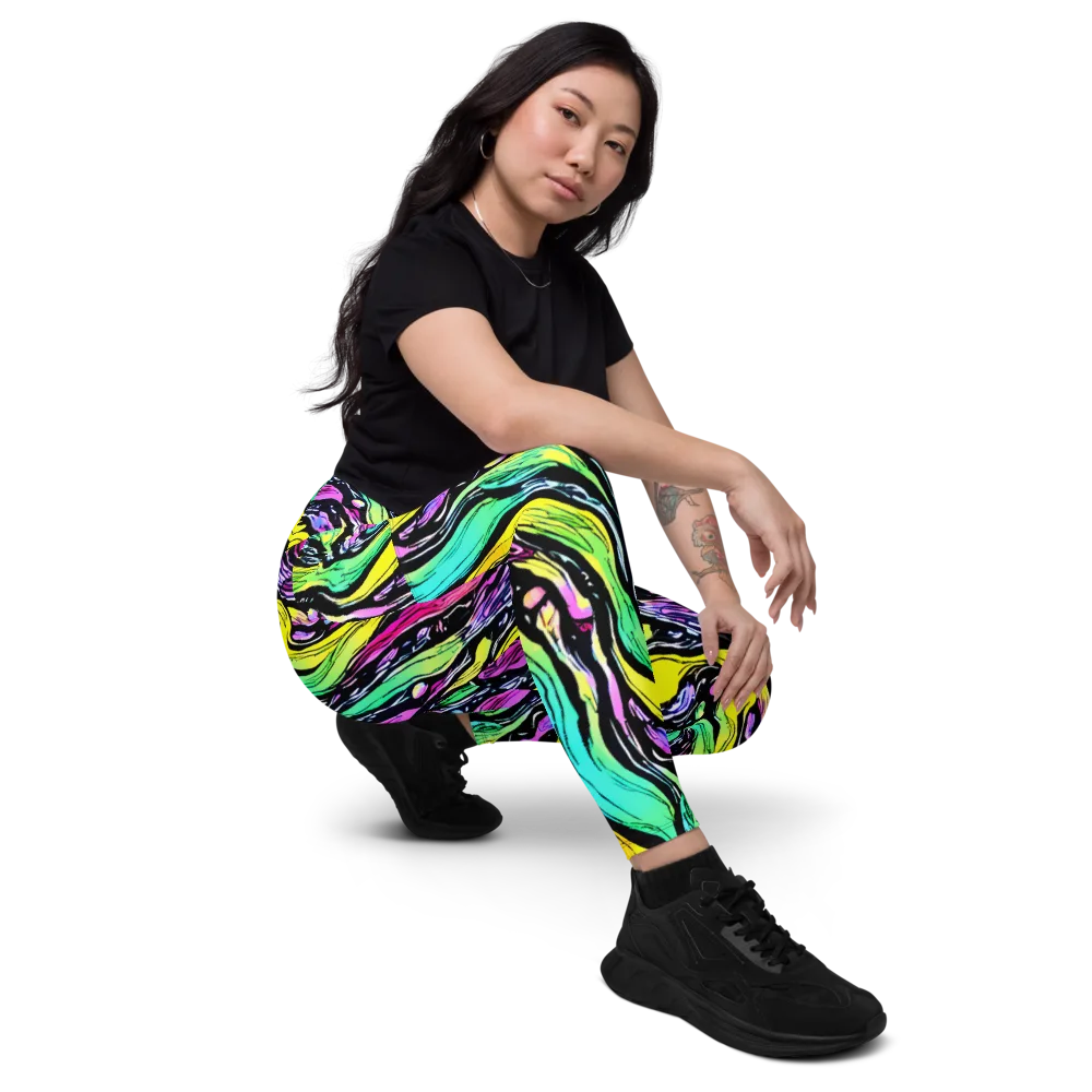 Neon Wildwater on Leggings with Pockets — Right Front