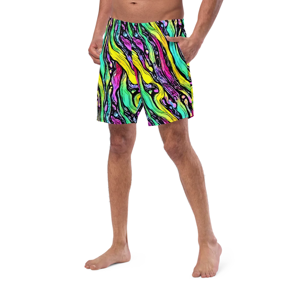Neon Wildwater on Swim Trunks — Left Front