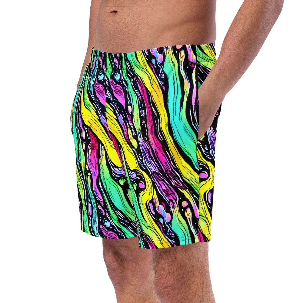 Neon Wildwater on Swim Trunks — Left Front