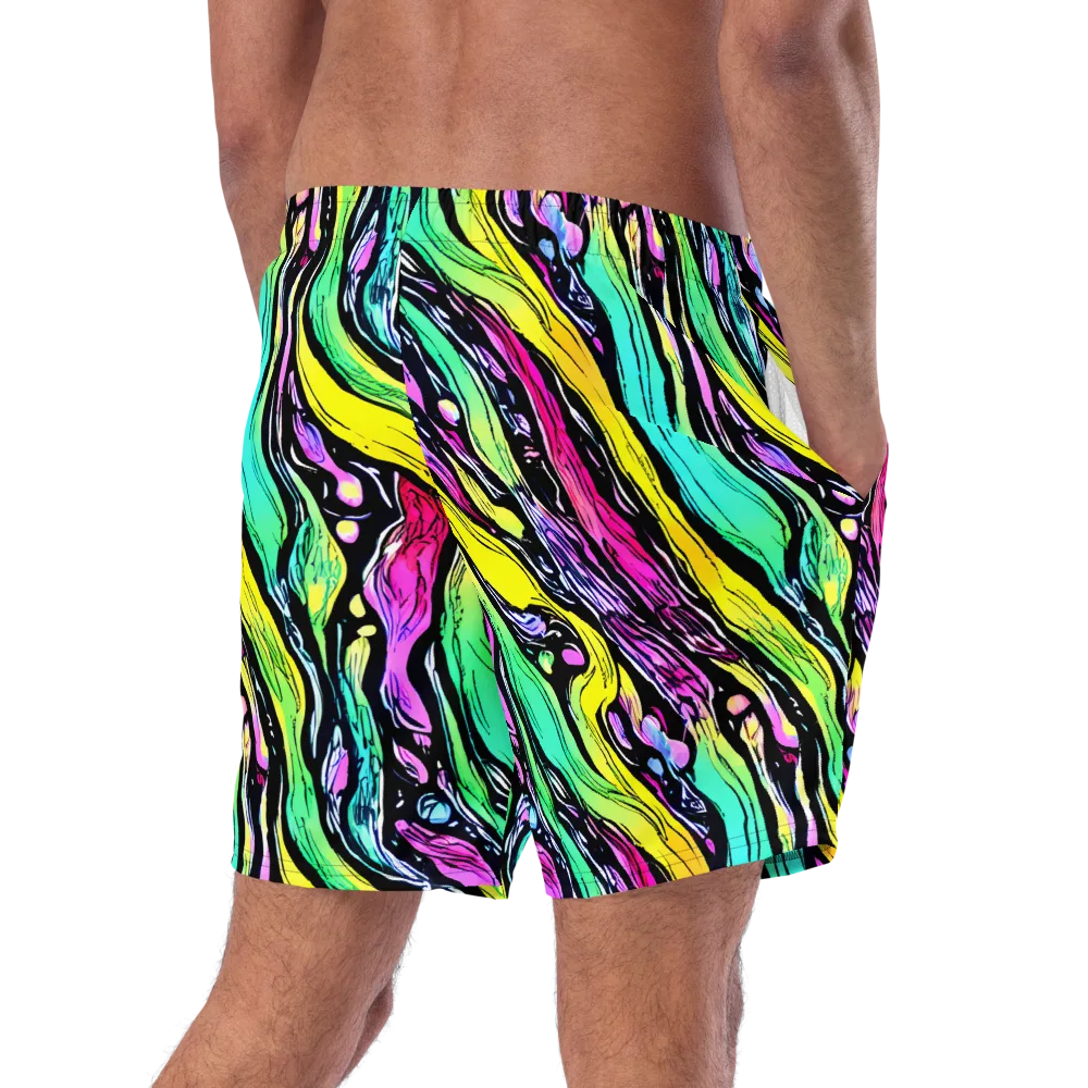 Neon Wildwater on Swim Trunks — Right Back