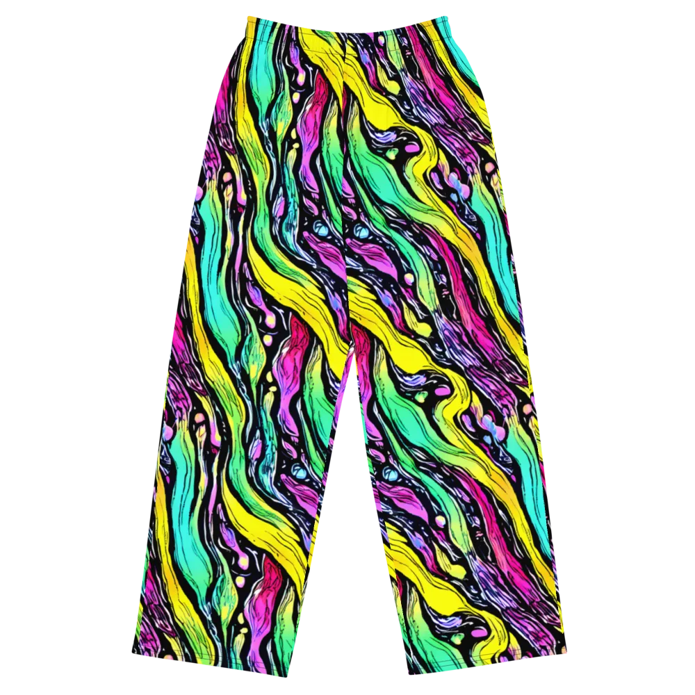 Neon Wildwater on Wide-Leg Pants — Front