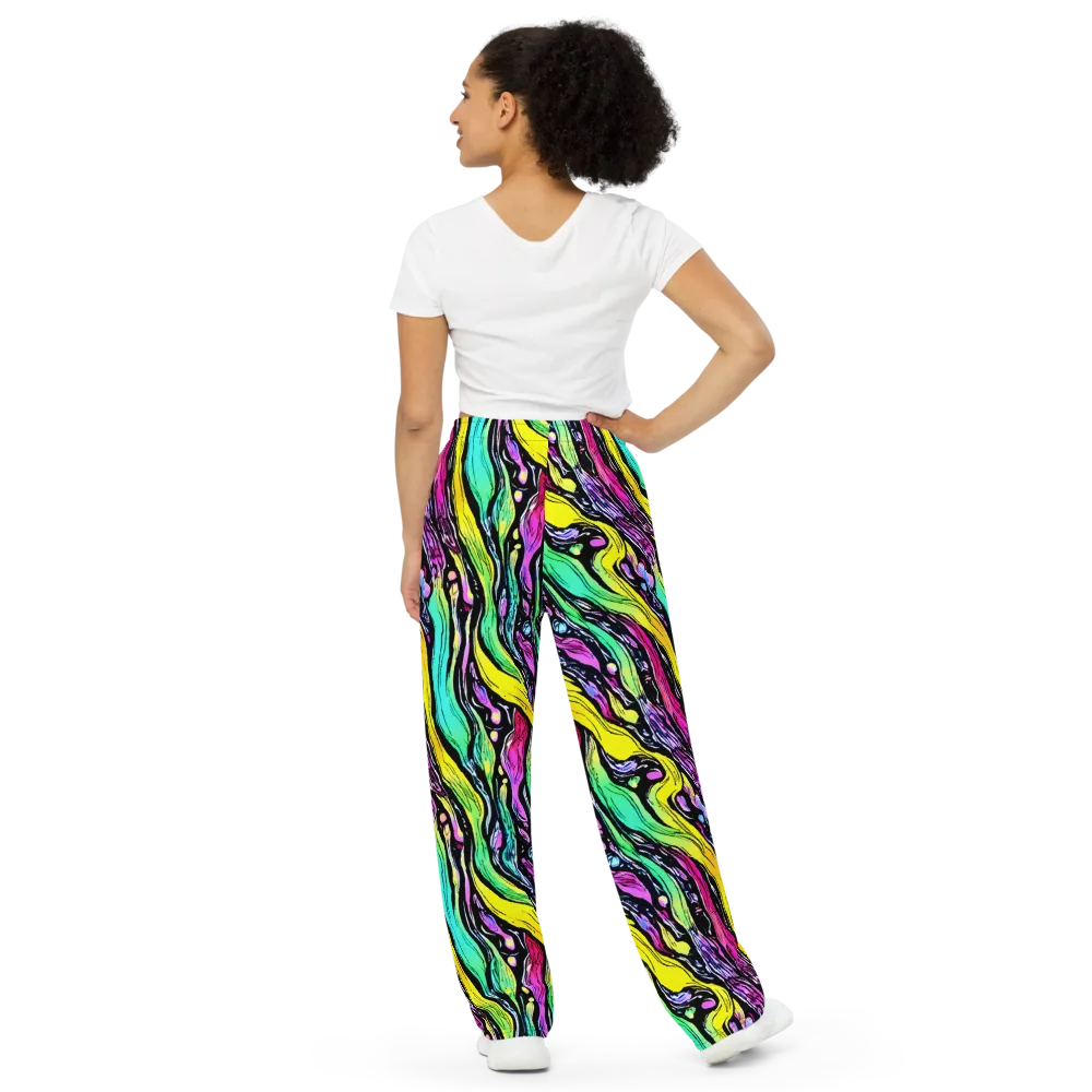 Neon Wildwater on Wide-Leg Pants — Back