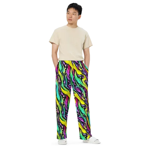 Neon Wildwater on a Wide-Leg Pants
