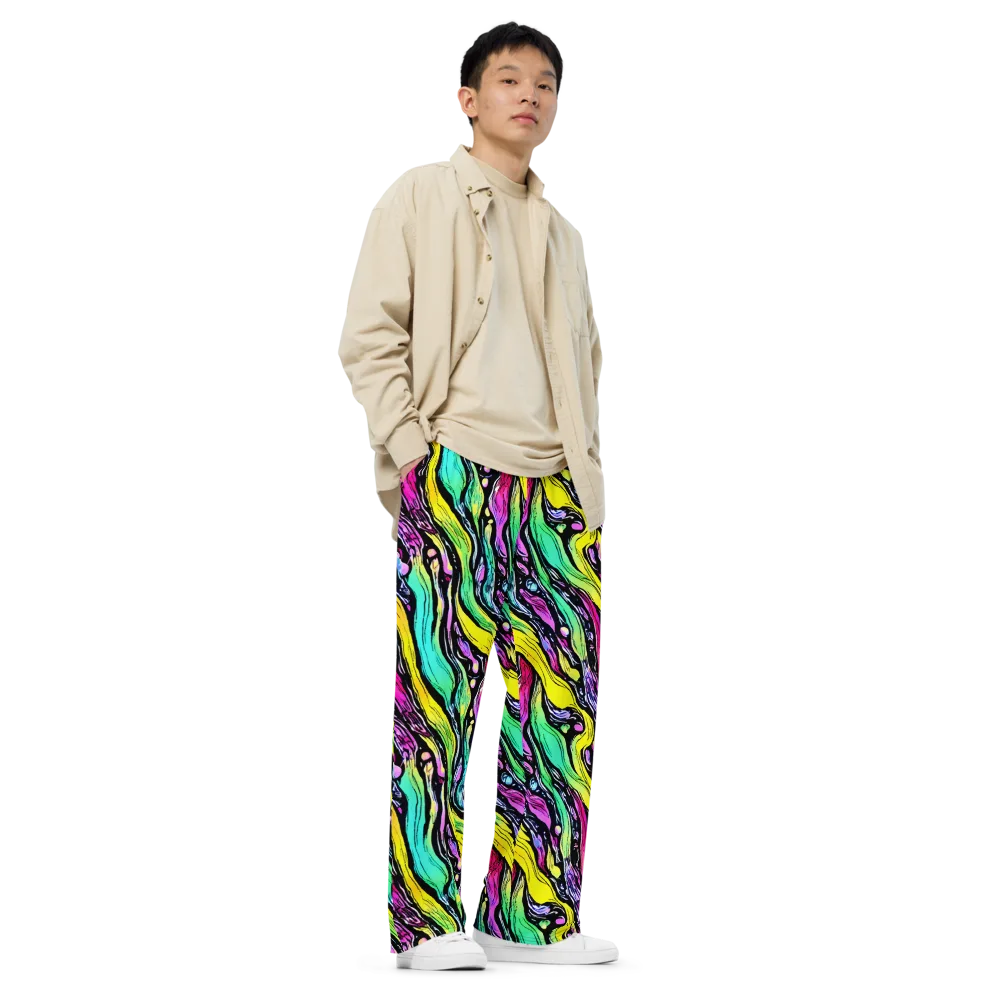 Neon Wildwater on Wide-Leg Pants — Right Front
