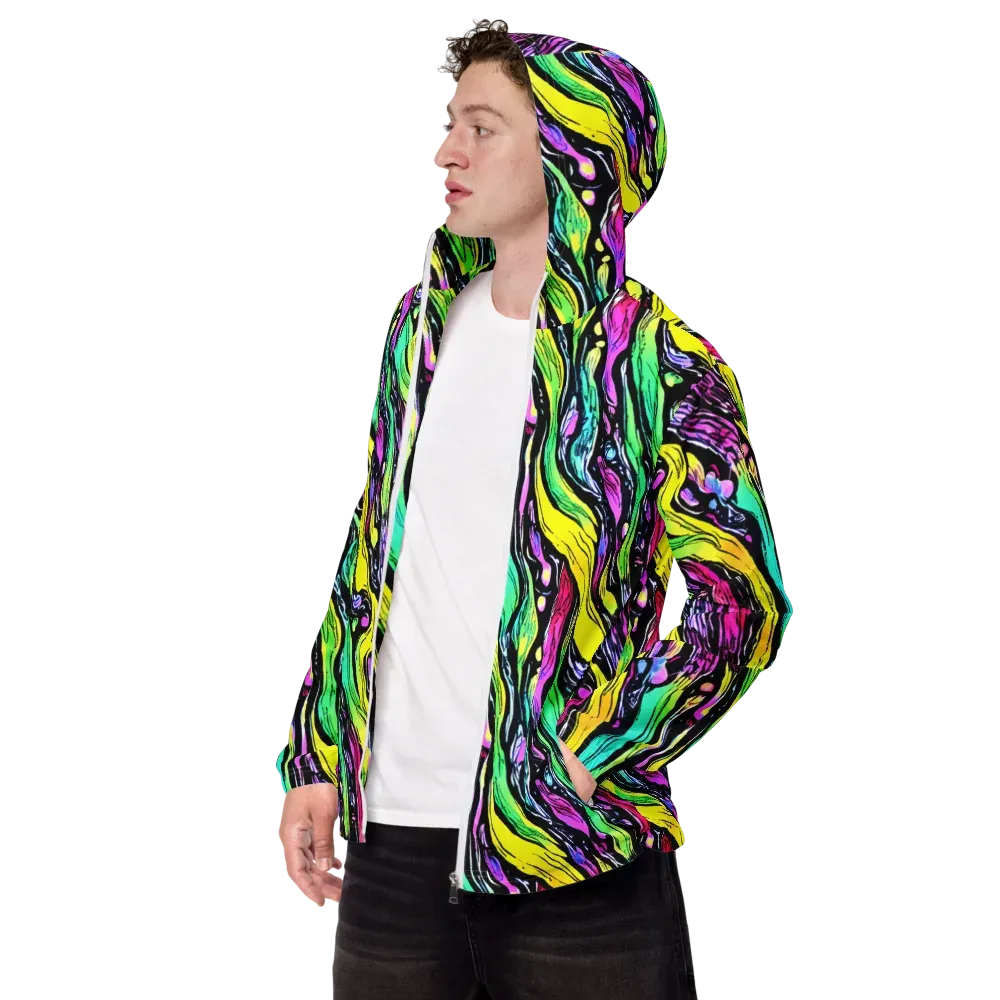 Neon Wildwater on Men's Windbreaker — Left Front