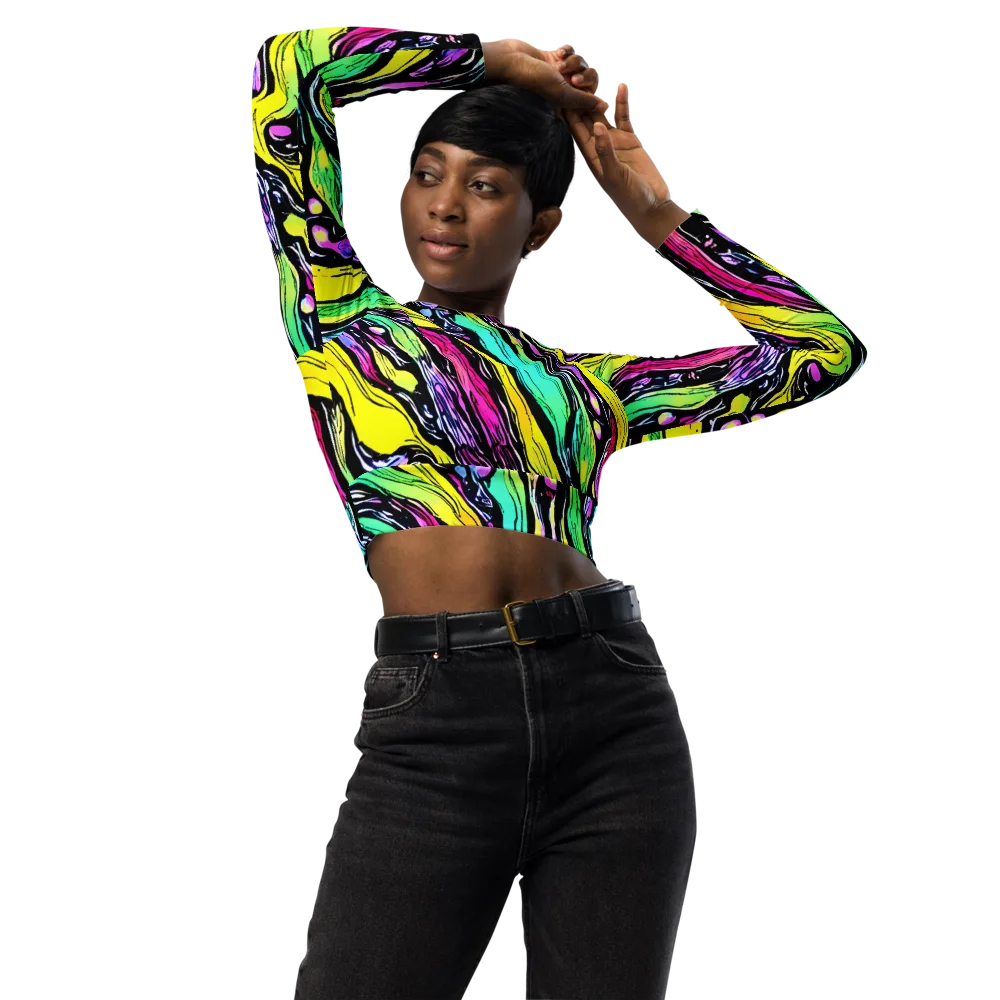 Neon Wildwater on Long Sleeve Crop Top — Front
