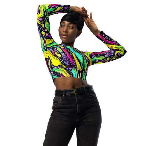 Neon Wildwater on a Long Sleeve Crop Top