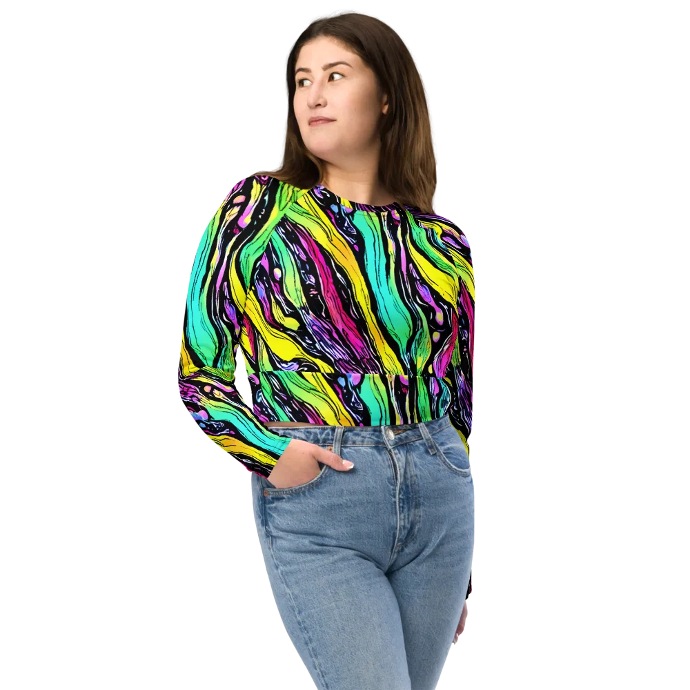 Neon Wildwater on Long Sleeve Crop Top — Front