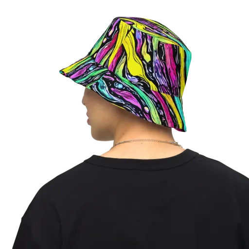 Neon Wildwater on a Reversible Bucket Hat