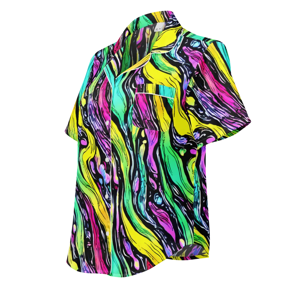 Neon Wildwater on Women's Short Sleeve Pajama Top — Left Front