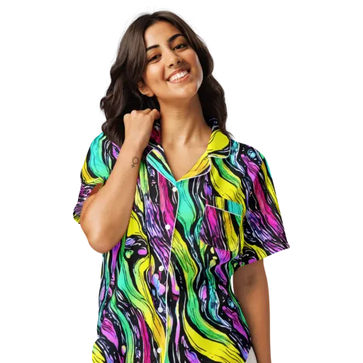 Neon Wildwater on a Women's Short Sleeve Pajama Top