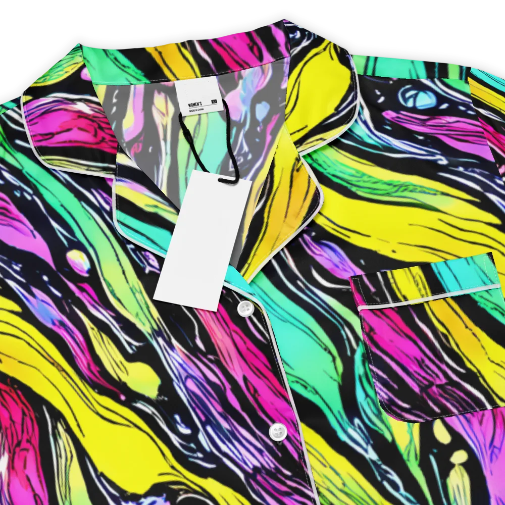 Neon Wildwater on Women's Short Sleeve Pajama Top — Product details