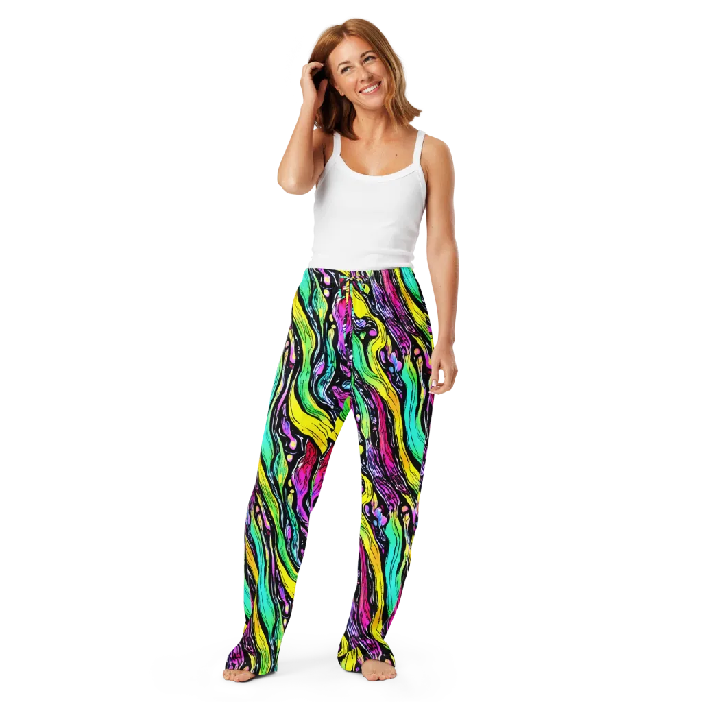 Neon Wildwater on Women's Pajama Pants — Front