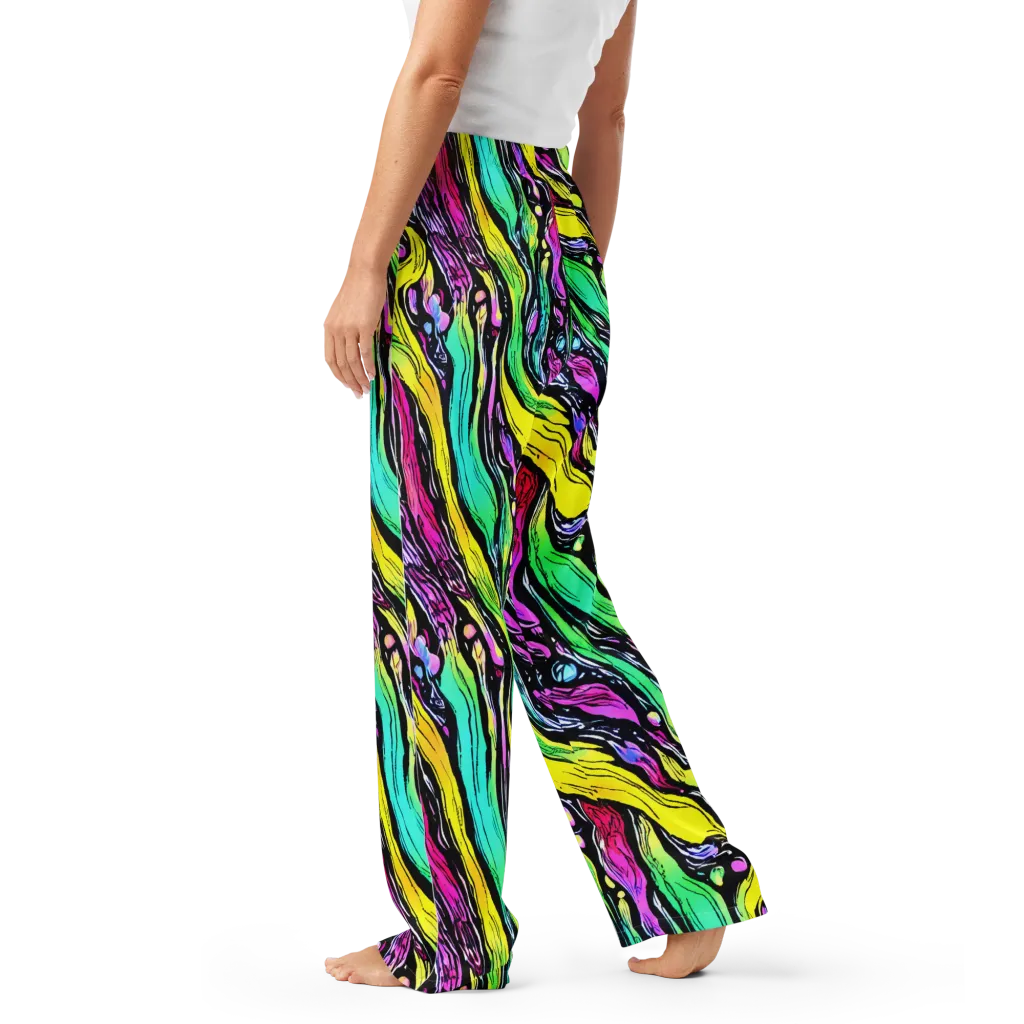 Neon Wildwater on Women's Pajama Pants — Left