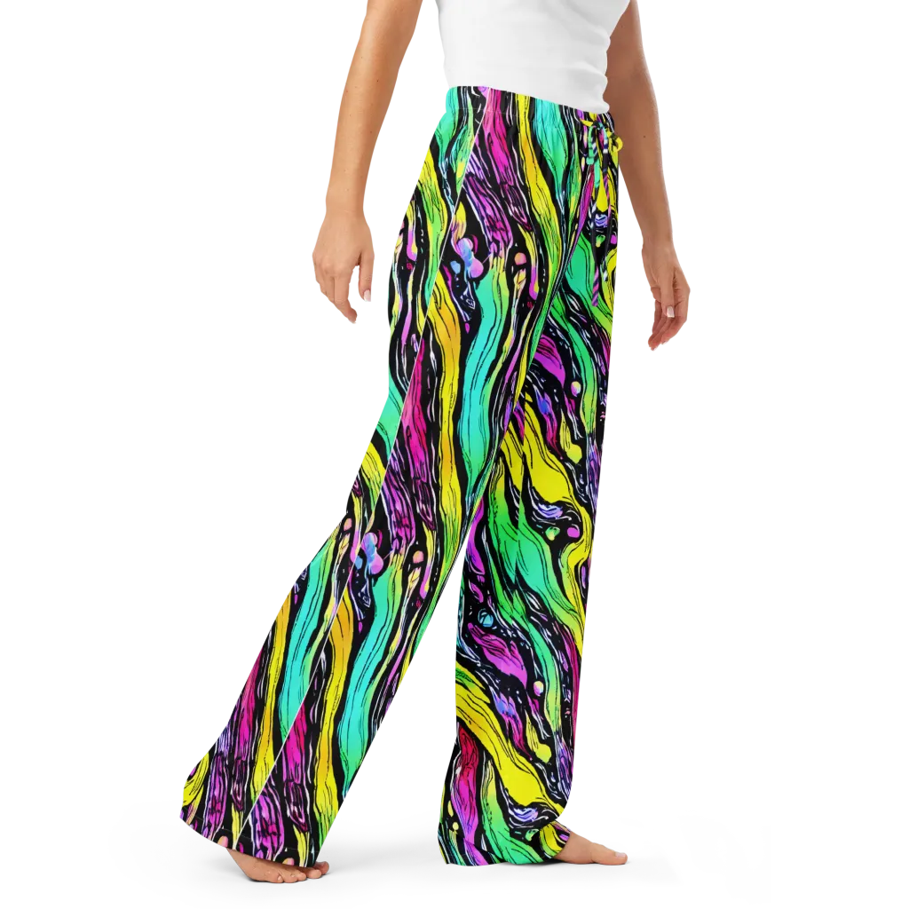 Neon Wildwater on Women's Pajama Pants — Right Front