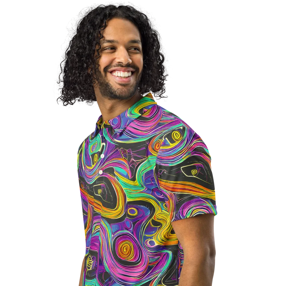 Sonic Spiral on Men's Slim Fit Polo Shirt — Left Front