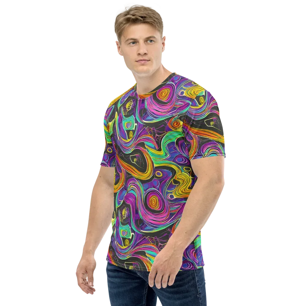 Sonic Spiral on Men's Crew Neck T-Shirt — Left