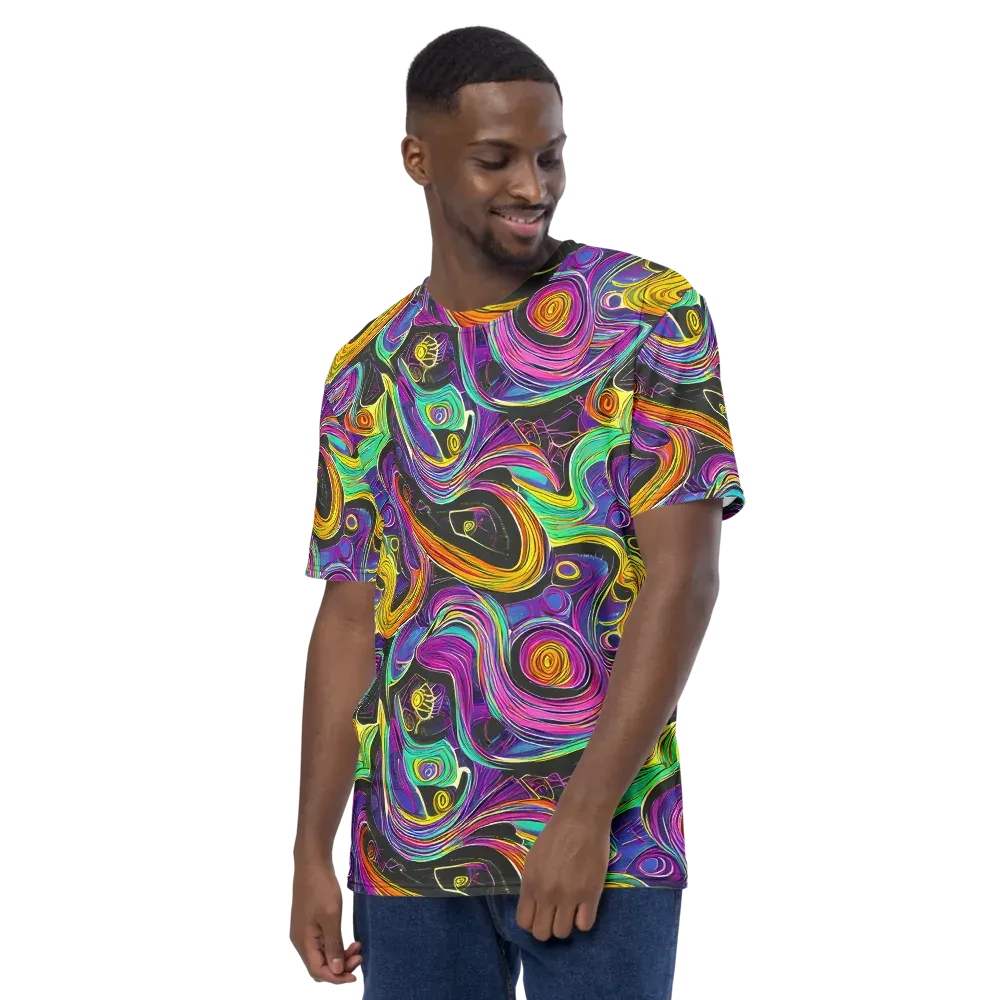 Sonic Spiral on Men's Crew Neck T-Shirt — Left