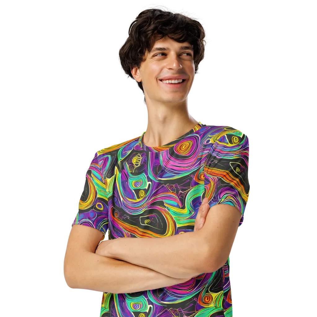 Sonic Spiral on Men's Crew Neck T-Shirt — Left Front